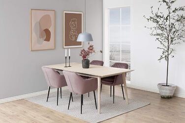 AC Design Furniture Стілець для їдальні Wendy, рожевий/чорний, велюр/метал, 57x61x83 см