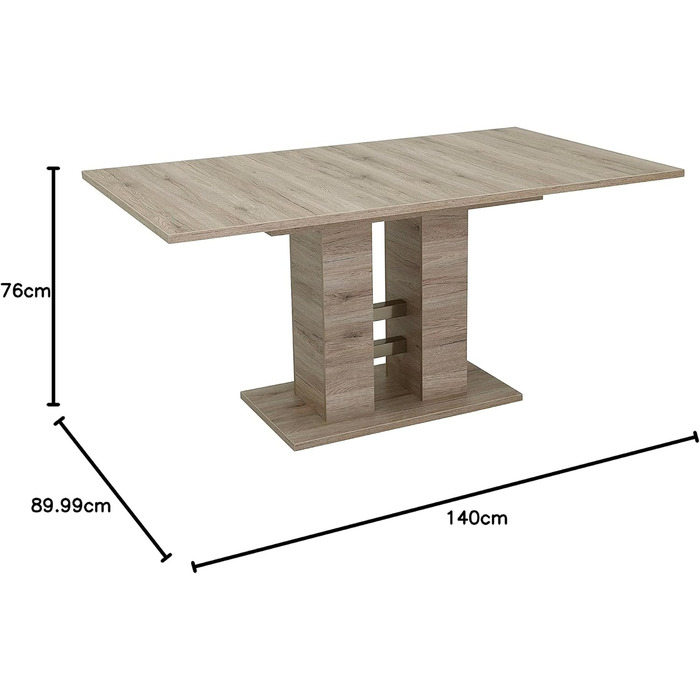 Тік Hela Helena: висувний стіл з синхронним витягом, 140-220x90 см, шпон дуба Сан Ремо