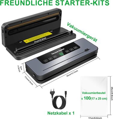 Вакууматор 7 в 1 професійний з різаком, цифровим таймером та 100 пакетами для вакуумування, автоматичний запечатувач