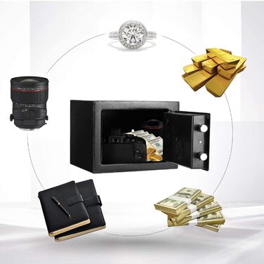 Електронний сейф Tresor Für Zuhause 6.6L: вогнестійкий, водонепроникний, з 2 ключами для цінностей та готівки