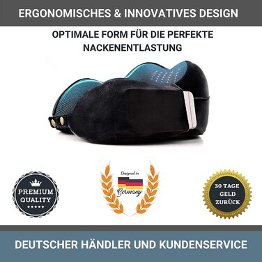 AIRTH® Преміум подушка для шиї у подорожах з memory foam - ергономічна підтримка шиї з знімним чохлом для максимального комфорту та розслаблення | Чорний, 2023