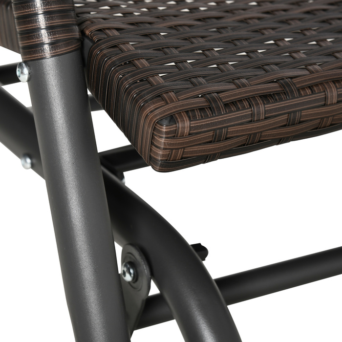 Лавка-гойдалка з поліротангу Outsunny 2-місна, Patio Garden Loveseat, Садова гойдалка зі спинкою, Лавка, Лавка в парку, Коричнева, 70x120x84см| Аосом