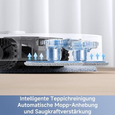 Робот-пилосос Mova E40 Ultra з функцією миття, автоматичним очищенням, потужністю 19000 Па, MaxiReach-мопом, бічними щітками, вбудованим резервуаром 80 мл та базою для 75 днів прибирання