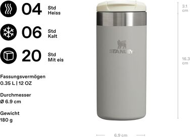 Термокружка Stanley Aerolight Transit - 350 мл, Ash - Збереження тепла до 6 годин, миється в посудомийній машині, для кави з собою