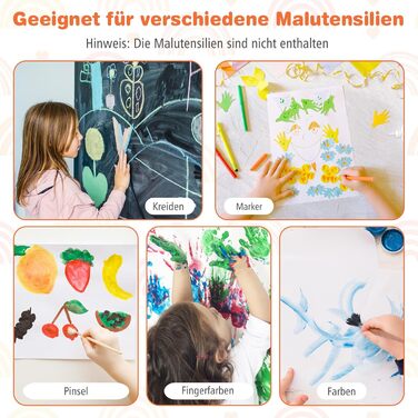 Дитяча мольберт DREAMADE 3 в 1: магнітна дошка, крейдяна дошка, рулон паперу, фарби та аксесуари. Для дітей від 3 років (білий/рожевий)