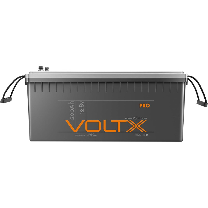 Акумулятор VoltX LiFePO4 12,8 В 200 Ач з 200 А BMS, 2560 Втгод, 3000-15000 циклів, макс. 36 батарей, ідеально підходить для автофургонів і сонячних батарей