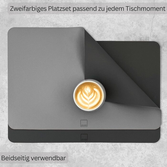 Набір підставок та серветок SÄNGER з екошкіри, 12 шт. (44,5*30 см), вологостійкі, протиковзні, для 6 осіб, антрацит/коричневий