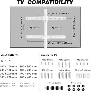 Підлогова підставка для телевізора RFIV 32-65 дюймів LED/LCD/OLED, поворотна, регулюється по висоті, до 40 кг, організація кабелів