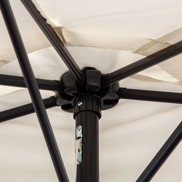 Сонячний парасоль з ручним механізмом, садовий парасоль, парасоль для ринку, металевий, напівкруглий, кремово-білий + чорний