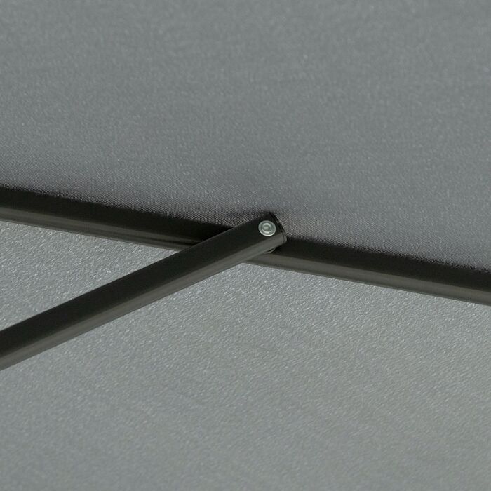Вітростійкий парасоль для саду Ø293 см з бічною ручкою та хрестоподібною основою, захист від вітру, водовідштовхувальне покриття, темно-сірий