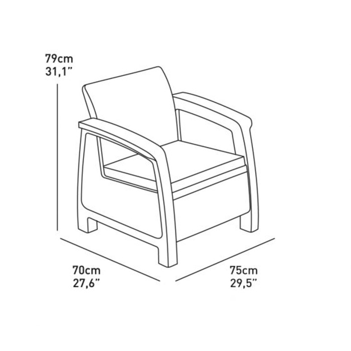 Комплект садових меблів Curver Keter Corfu II DUO, сірий, 2 предмети