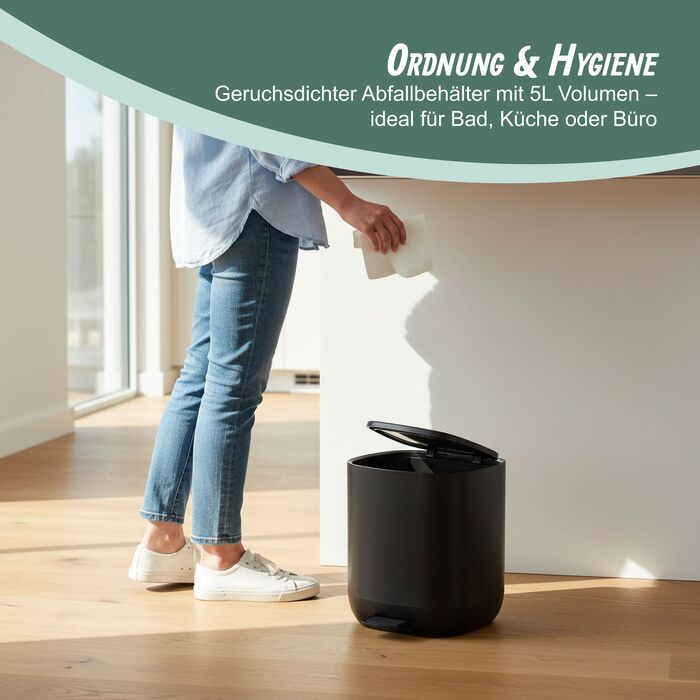 Відро для сміття Relaxdays, 5 л, з м'яким закриттям