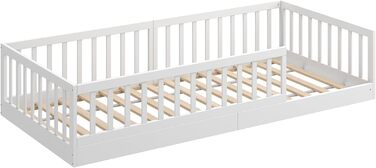 Ліжко дитяче CADANI Timi 2в1 Montessori 120x200 см з бортиками та ламелями, масив сосни, біле - 3 варіанти збірки, до 200 кг