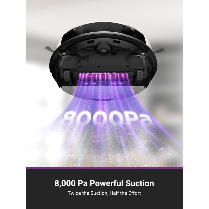 Робот-пилосос EUREKA E20 Plus з самостійною станцією спустошення, 8000Pa, функція миття підлоги, 45 днів автономної роботи, захист від заплутування волосся, AI 3D уникнення перешкод, підходить для світлих підлог