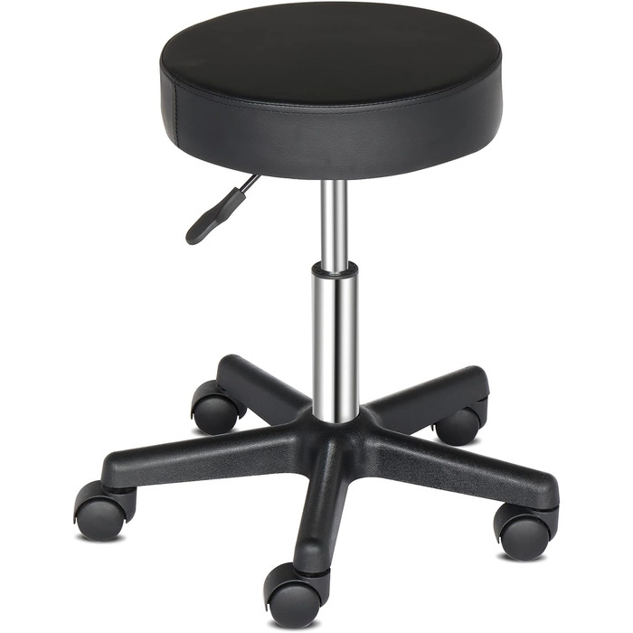 Табурет TactFire на колесах, регульований по висоті, обертається на 360, масажний спа-салон для офісу (1, чорний)