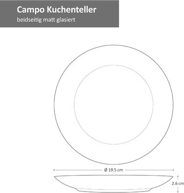 Крем VAN WELL Combined Service Campo на 6 персон, 24 шт. Набір керамічного посуду, кремовий з чорним обідком