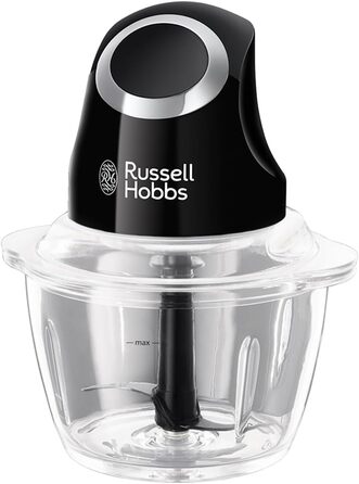 Подрібнювач Russell Hobbs Desire Mini для овочів та цибулі, 500 мл, скляна чаша, матовий чорний, 200 Вт, 24662