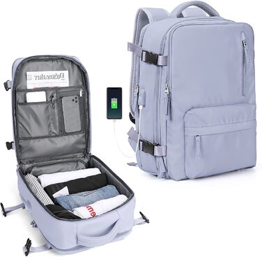 Великий дорожній рюкзак жіночий рюкзак для ручної поклажі чоловічий похідний рюкзак водонепроникний спортивний рюкзак для активного відпочинку повсякденний рюкзак шкільна сумка підходить для 14-дюймового ноутбука з портом USB для зарядки відділення для вз