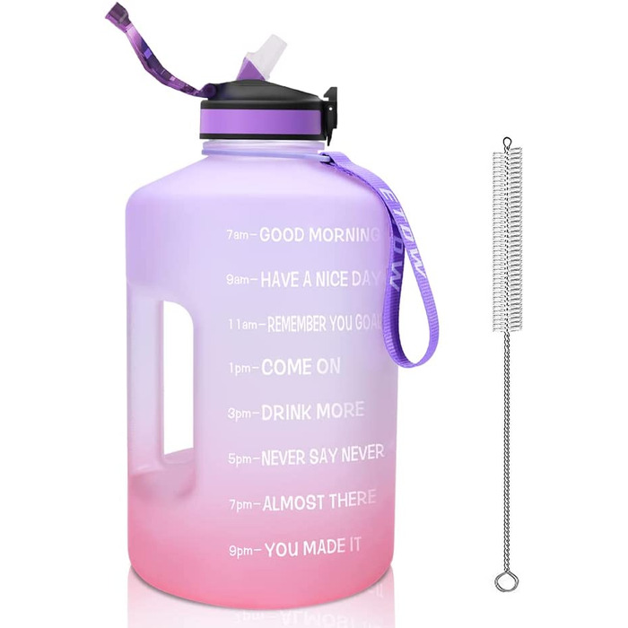 Спортивна пляшка для пиття ETDW з годинами 3,78 л фіолетово-рожева