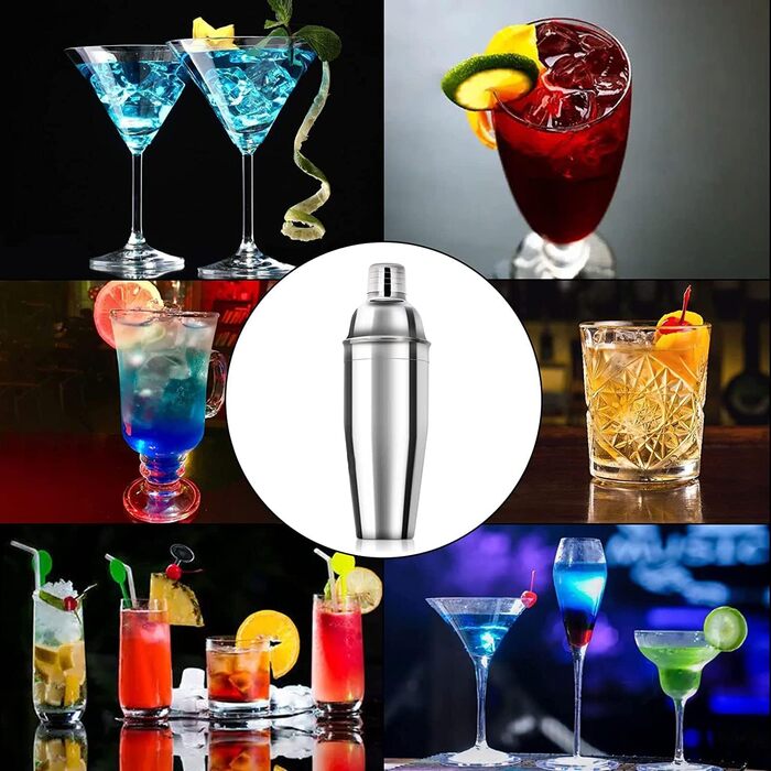 Набір для коктейлів 10 предметів, 750 мл, нержавіюча сталь - професійний шейкер для бармена, аксесуари для приготування коктейлів вдома