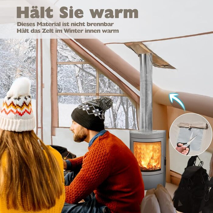 Надувний кемпінговий намет Oxford 420D Glamping 2-4 особи з насосом, водонепроникний 3000мм, для 4 сезонів, з вікном-сіткою та димоходом 300x200x200 см