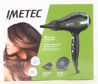 Фен Imetec Eco SE9 1000, 1400 Вт, енергозбереження, 8 комбінацій повітря/температура, дифузор