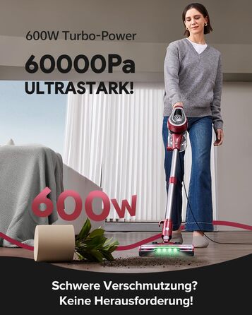 Ручний пилосос Vexilar C8 з кабелем - 600W, 60kPa, 7м кабель, безперешкодна щітка для підлоги, 1.5L безмішковий контейнер для твердих поверхонь, килимів та шерсті тварин