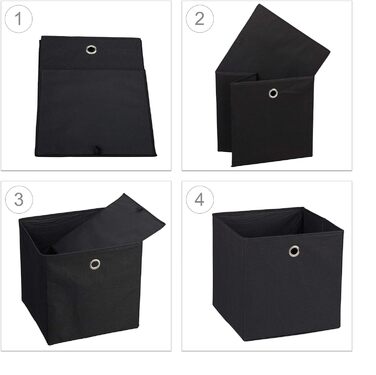 Набір тканинних коробок Relaxdays з 2 шт. , квадратні, 30x30x30 см, чорні