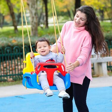 Дитяча гойдалка COIL 3-в-1 для дому та вулиці, регульована спинка, блакитна