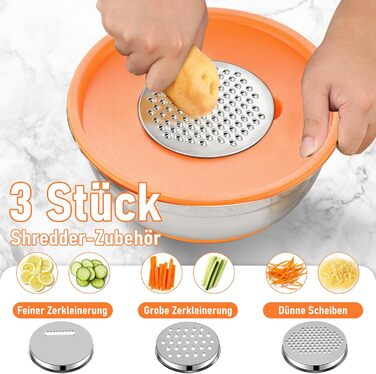 Набір мисок Hunnycook 7 шт. з нержавіючої сталі з кришкою, 5L, 4.5L, 4L, 2.4L, 1.7L, 1.25L, 0.8L, миски для салатів, стійкі до миття в посудомийній машині