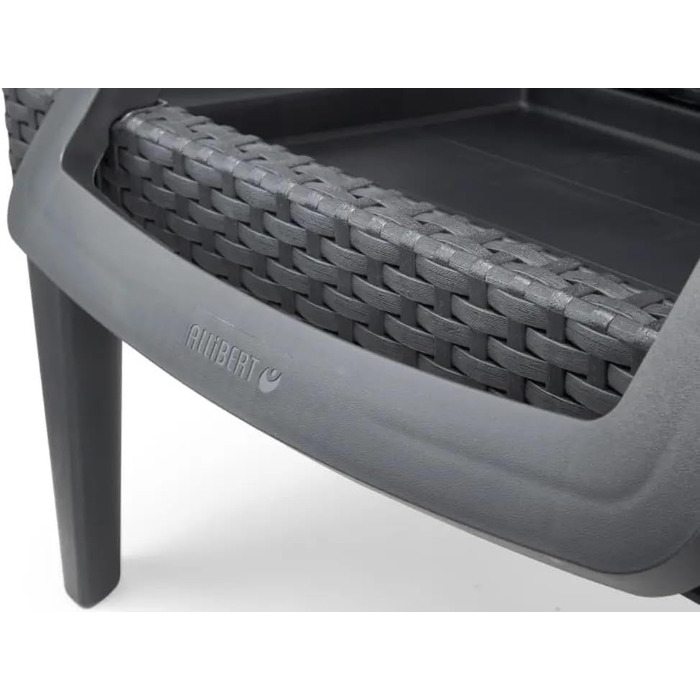 Шезлонг Keter Jaipur для саду з регульованою спинкою, сірий, з подушкою, 187 x 58 x 29 см (імітація ротангу)