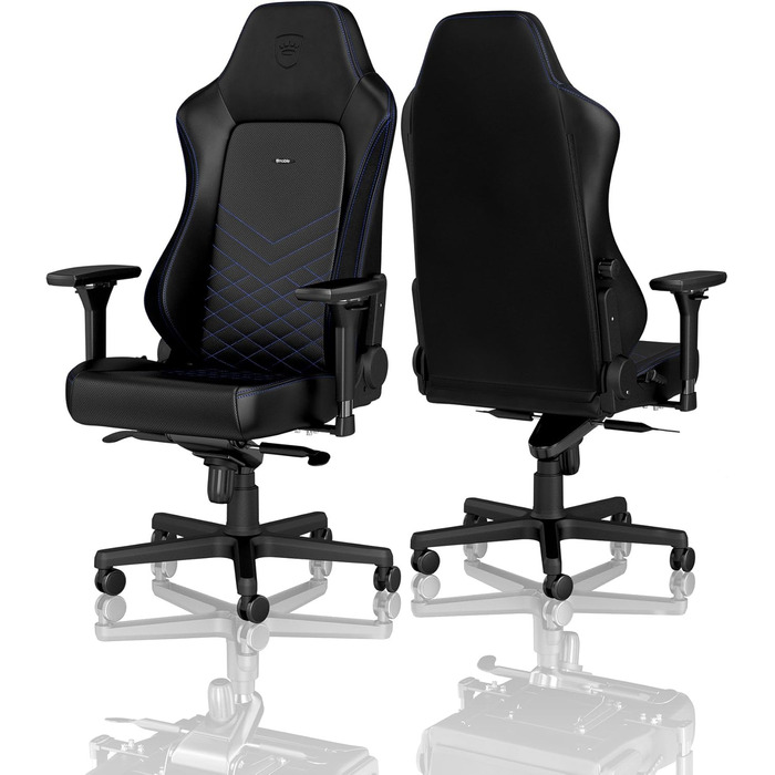 Крісло ігрове Noblechairs HERO - офісне крісло, стільниця з PU-шкіри, чорно-синій колір