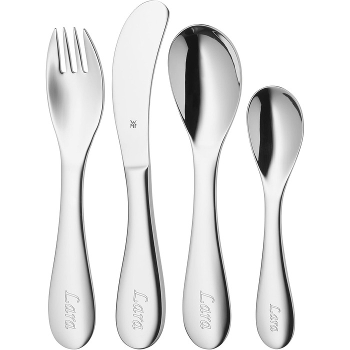 Набір дитячого столового прибору Kinderbesteck Knuddel WMF (4 шт.), полірований, з індивідуальною гравіюванням