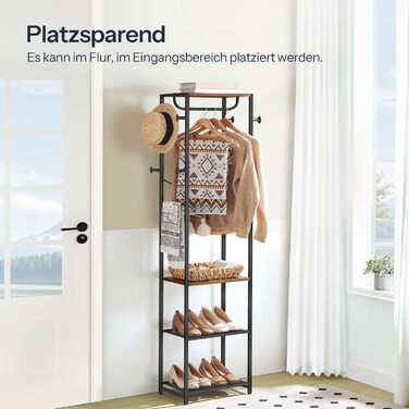 HOOBRO Взуттєва шафа з полицями для одягу та взуття, білий та дерев'яний колір, модель EWN04YM01