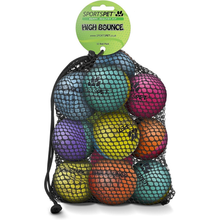 М'ячі для собак SPORTSPET High Bounce, натуральний каучук, упаковка 12 шт. (60 мм)
