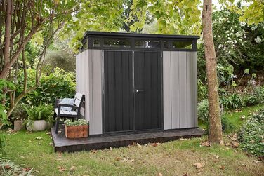 Садовий будинок Keter Artisan Gerätehaus 214x218x226 см, сірий (9x7) – вуличний, з підлогою, односхилий дах, подвійні двері та вікна, для зберігання речей на вулиці, 8,3 м³
