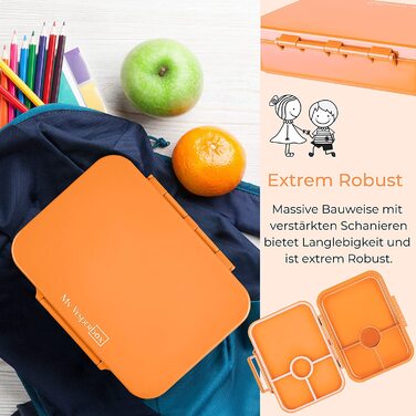 Ланч-бокс My Vesperbox Bia - Bento Box Children - Посилене закриття - Герметичний і не містить BPA - Надзвичайно міцний  - Ідеально підходить для дитячого садка та школи (абрикосовий)