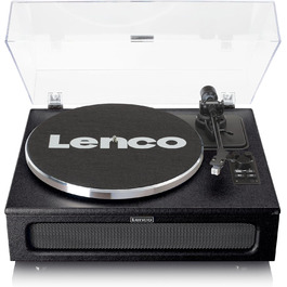 Програвач вінілу Lenco LS-430 з Bluetooth, вбудованими динаміками 40 Вт, пасиковим приводом, регулюванням швидкості, фонокоректором, RCA і AUX, чорний
