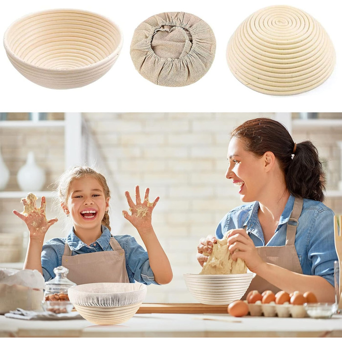 Набір для закваски, 11 предметів: гніт для хліба, гніт для хліба круглий 23 см, повний набір аксесуарів для випікання хліба, набір для випікання хліба, великий подарунок для початківців та досвідчених пекарів (гніт для хліба круглий 23 см)