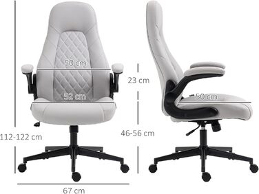 Крісло офісне Vinsetto ергономічне з регулюванням висоти та відкидною спинкою, сіре, 67x70x112-122 см
