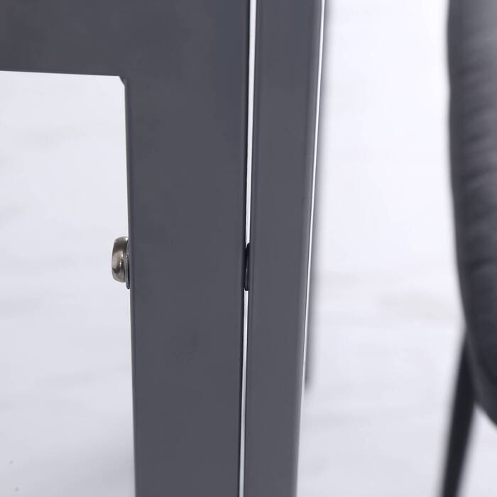 Стіл кухонний скляний квадратний, скляна стільниця, компактний дизайн, сірий