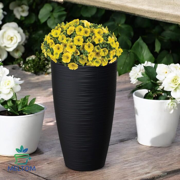 Горщик для квітів MELTOM Blumenkübel XL (48 см, Чорний) з винімним вкладишем