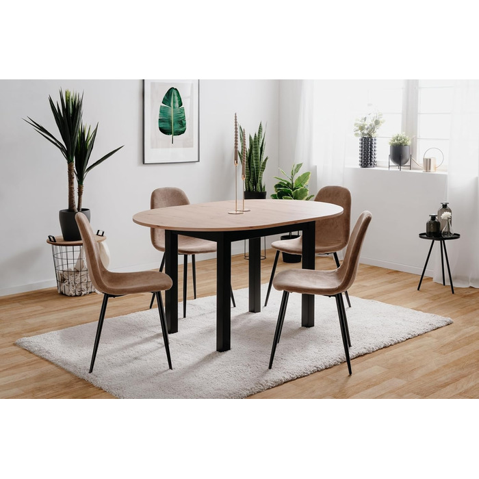 Столовий стіл Esszimmertisch Crawley III Sonoma Eiche 100 см, розкладний, Sonoma Eiche / Чорний