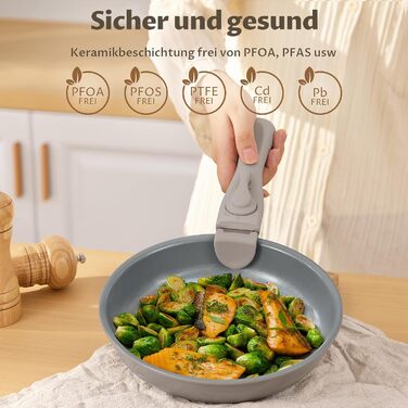 Набір каструль BEZIA 17 предметів з знімним ручками, антипригарний набір сковорідок з керамічним покриттям, набір каструль для індукційних плит, підходить для всіх типів плит, складаний набір каструль, індукційне кухонне приладдя, набір для кемпінгу, прид