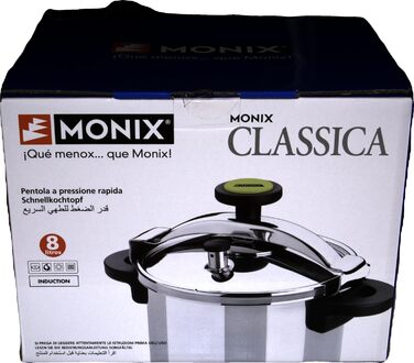 Скороварка Monix Classica Traditional 8 л, нержавіюча сталь, срібло