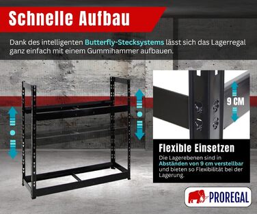 Стійка для шин PROREGAL Tiger: 100x110x35 см, 150 кг навантаження, до 8 шин, 2 яруси, чорний колір