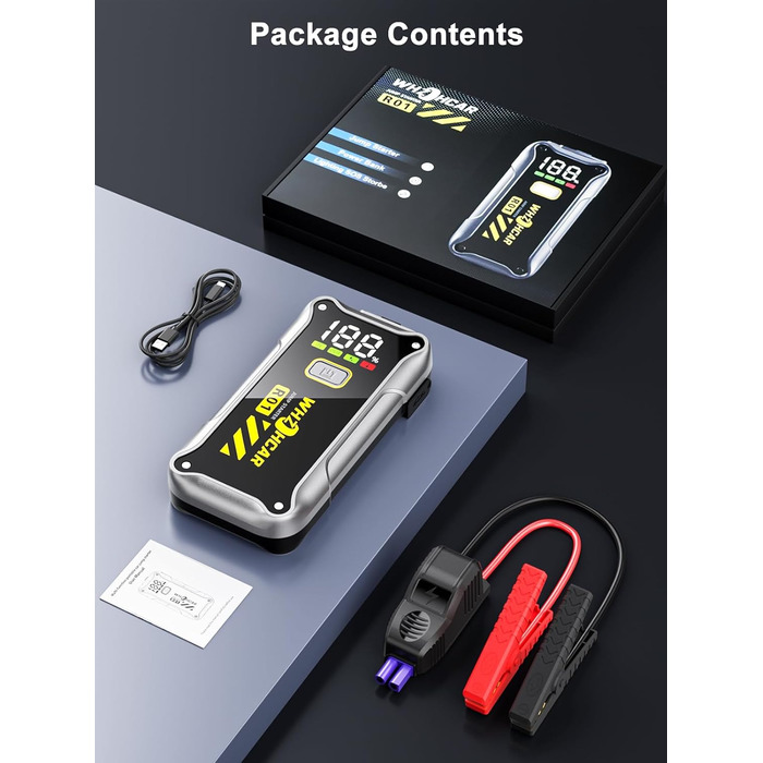 Powerbank Starthilfe 4000A: Портативний пусковий пристрій для авто 12V з LCD дисплеєм та LED ліхтариком (до 9.0L бензин/7.5L дизель)