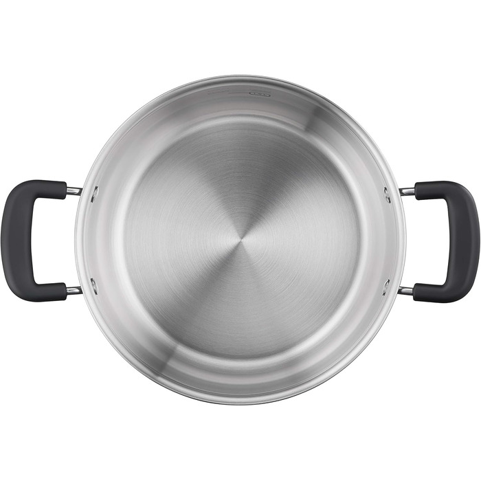 Каструля для супу Lagostina Pratica з 2 ручками, сіра, 22 см, нержавіюча сталь (індукційна)