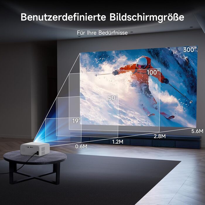 Міні проєктор VISULAPEX V3PRO: 12000LM, 1080P, WiFi, 5G, Zoom, для телефону, TV Stick, X-Box, ноутбука, білий