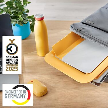 Підставка для ноутбука Leitz Ergo, регульована по висоті, для ноутбуків 13'-15', з 80% переробленого пластику, 6 положень висоти та кута, компактна, 100% перероблювана, артикул 64240089 (Стандарт, Теплий жовтий)